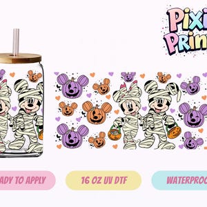 Disney Mickey Halloween UV DTF Tumbler Wrap Same Day Cup Sticker