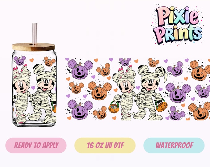 Disney Mickey Halloween UV DTF Tumbler Wrap Same Day Cup Sticker