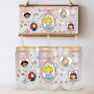 Disney Princess Cartoon Doll UV DTF Tumbler Wrap Same Day Print