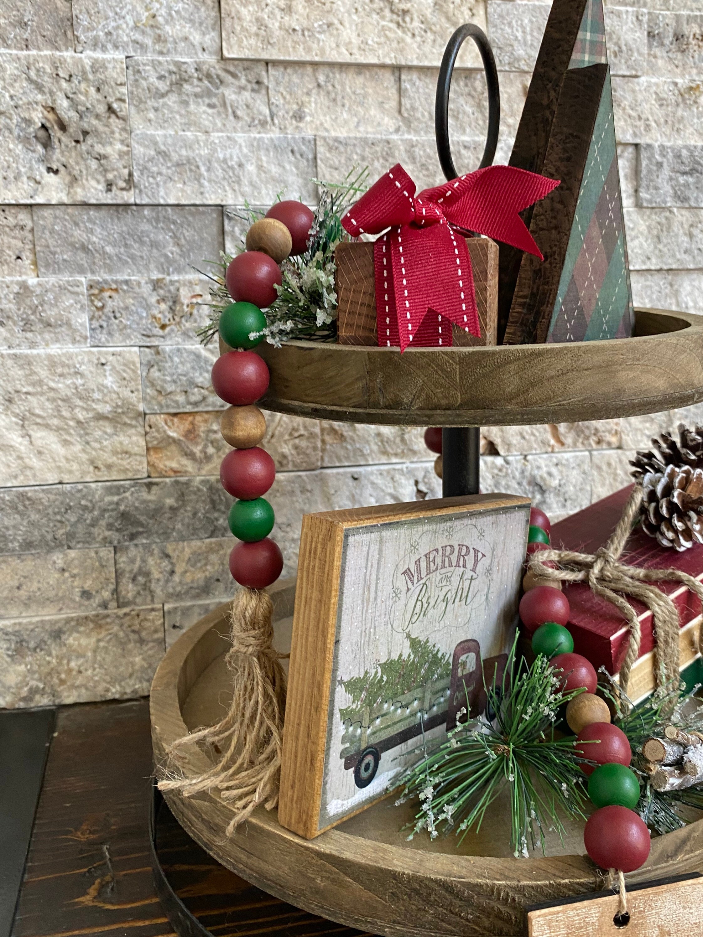 Farmhouse Christmas Tiered Tray Bundle Decor Rustic Home Etsy