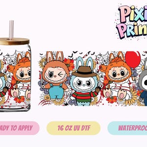 Halloween Cartoon Doll UV DTF Tumbler Wrap Same Day Cup Sticker