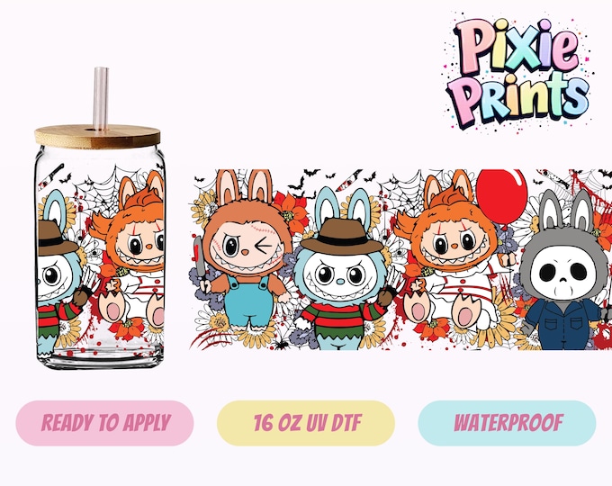 Halloween Cartoon Doll UV DTF Tumbler Wrap Same Day Cup Sticker