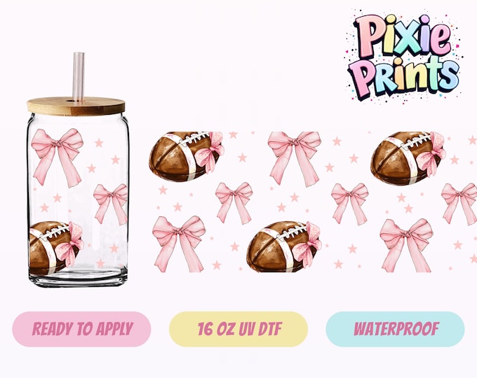 Coquette Football UV DTF Tumbler Wrap Same Day Cup Sticker