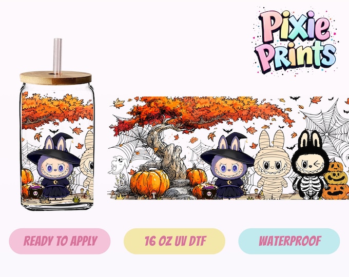 Halloween Cartoon Doll UV DTF Tumbler Wrap Same Day Cup Sticker