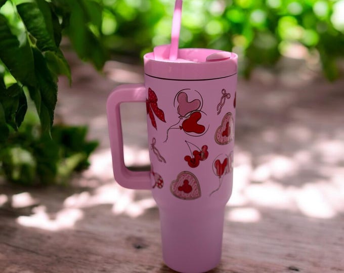 Disney Valentine Mickey Minnie Stanley Style Tumbler 40 OZ