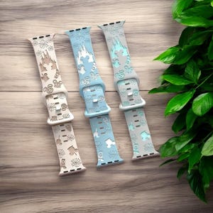 Disney-Inspired Apple Watch Band – Castle, Mickey, Fireworks Design | Cute Silicone Strap for Apple Watch Series 1-9 | Magical Gift
