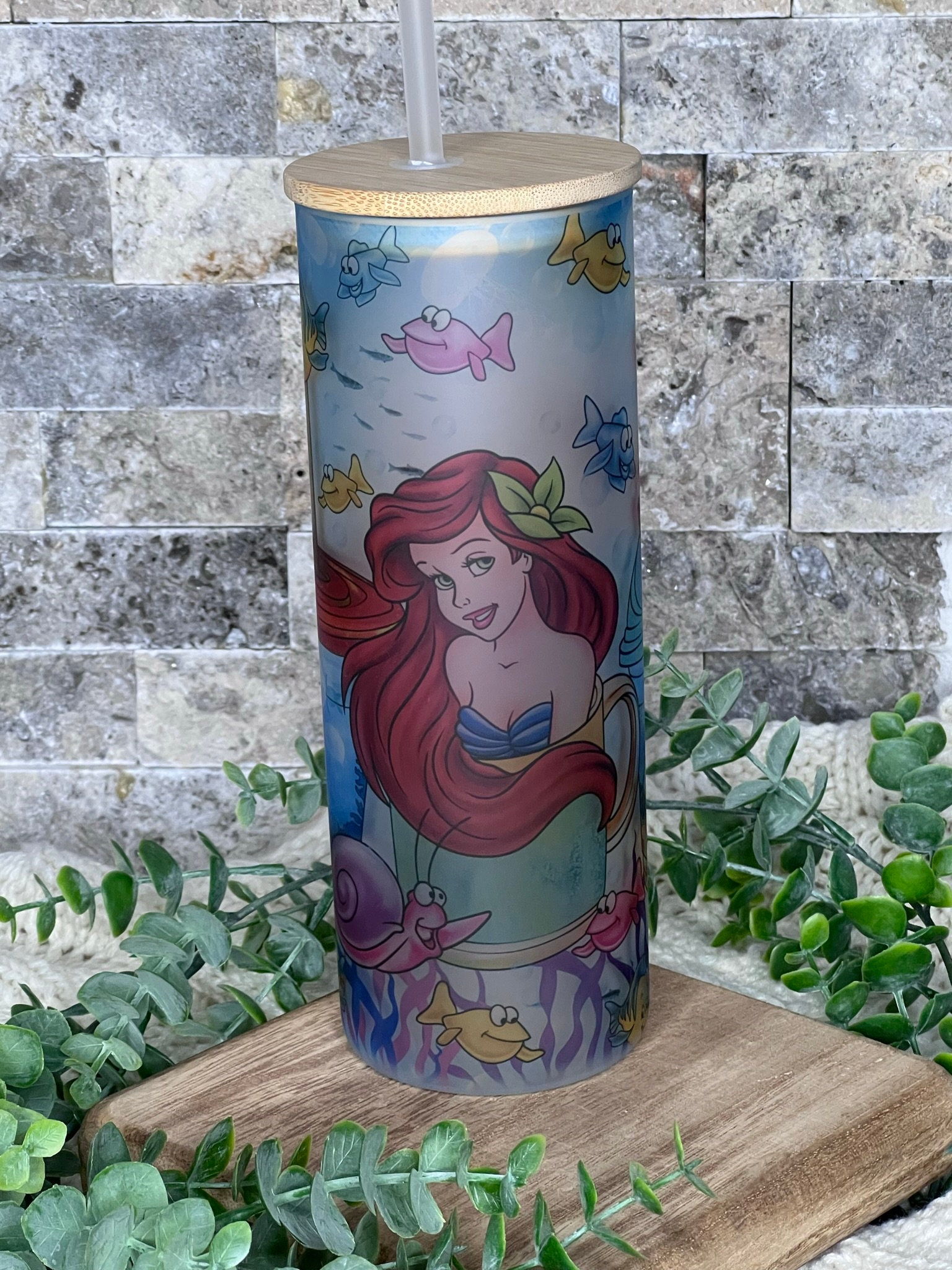 Little Mermaid Ariel Glass Can Iced Coffee Tumbler