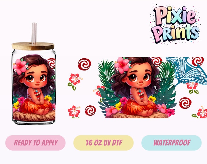 Disney Moana UV DTF Tumbler Wrap Same Day Cup Sticker