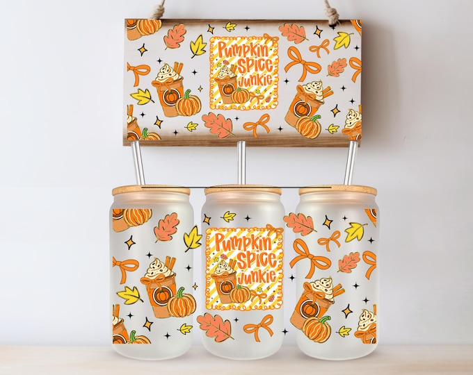 Fall Pumpkin Spice UV DTF Cup Wrap Same Day Printing