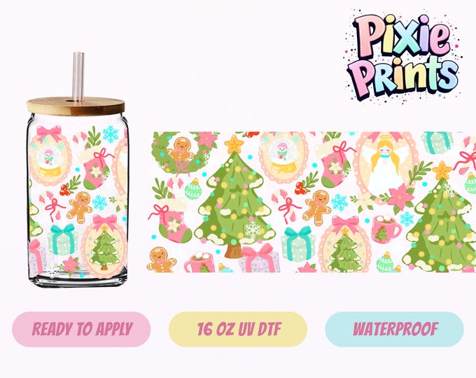 Whimsical Christmas UV DTF Tumbler Wrap Holiday Same Day Cup Sticker