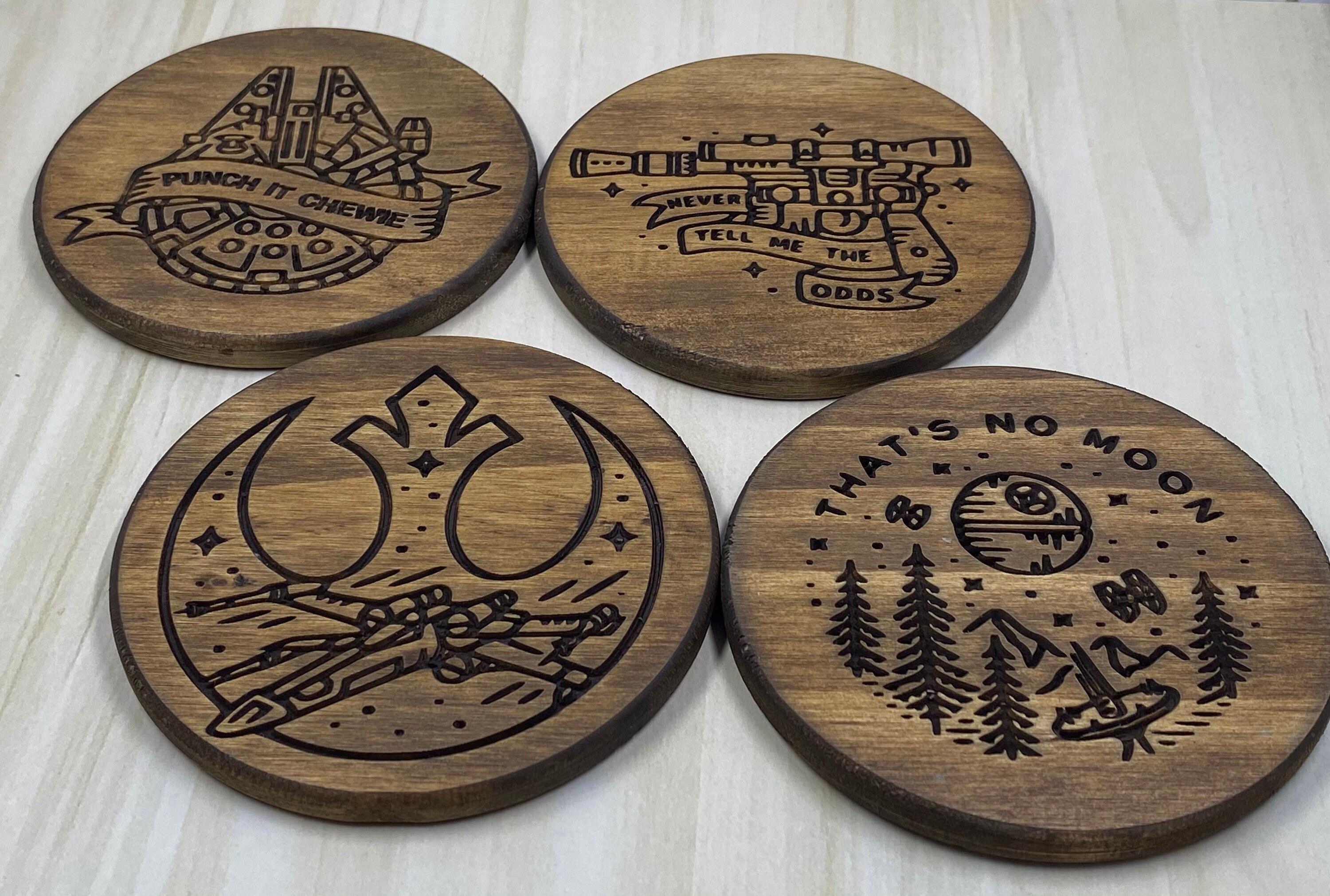 Galactic Empire Starwars Coasters, Star Wars Marble And Wood