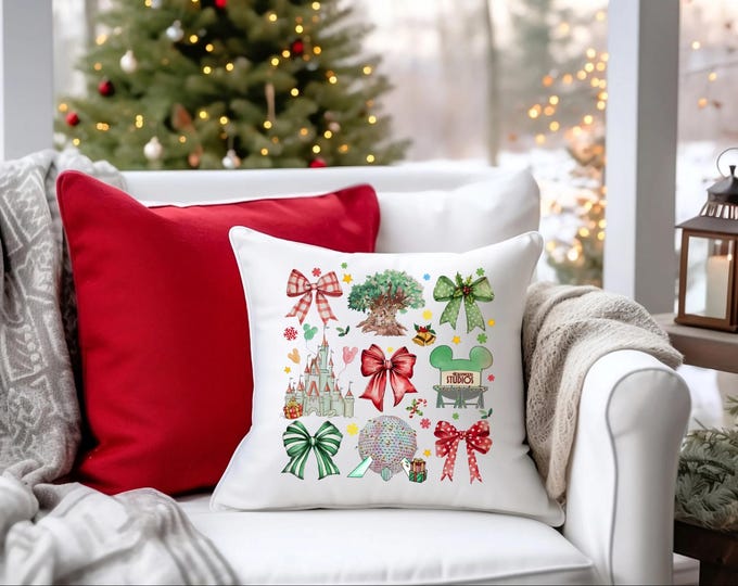 Disney Four Park Christmas Pillow Home Decor