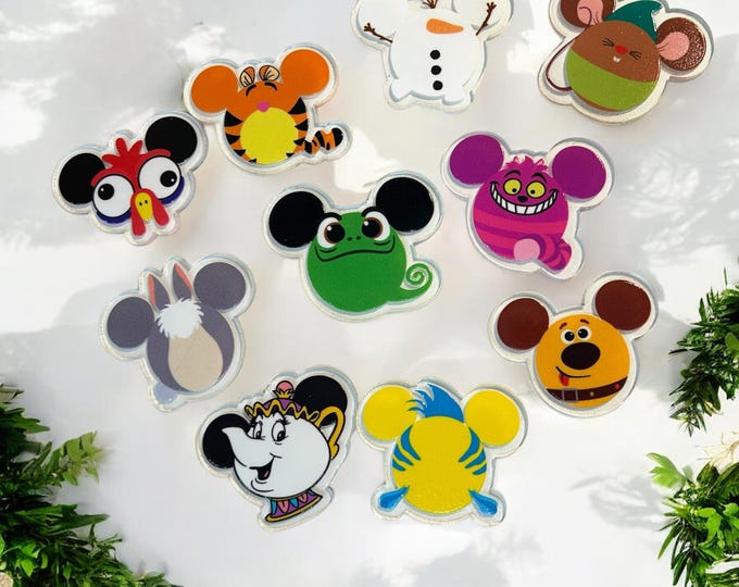 Disney Inspired Character Magnets | Cute 2” Acrylic Magnets | Fridge or Locker Decor | Pixar & Animated Movie Gift Set