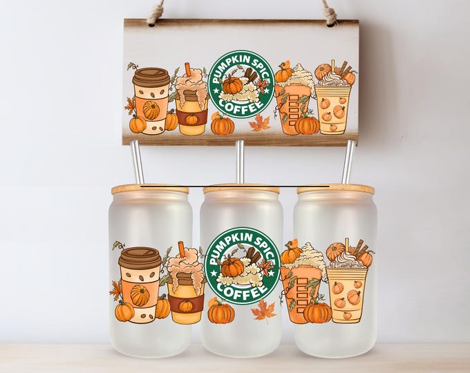 Pumpkin Spice UV DTF Cup Wrap Same Day Print Tumbler UVDTF