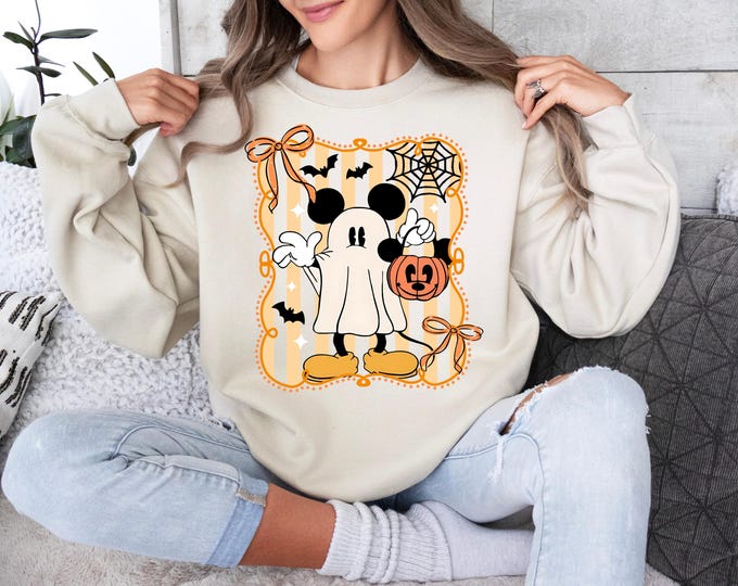 Disney Mickey Halloween Sweatshirt Ghost Coquette Shirt