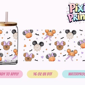 Disney Mickey Halloween UV DTF Tumbler Wrap Same Day Cup Sticker