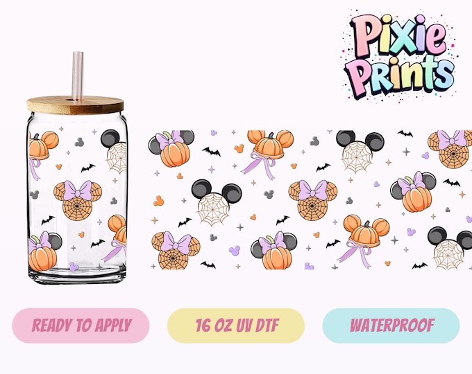 Disney Mickey Halloween UV DTF Tumbler Wrap Same Day Cup Sticker