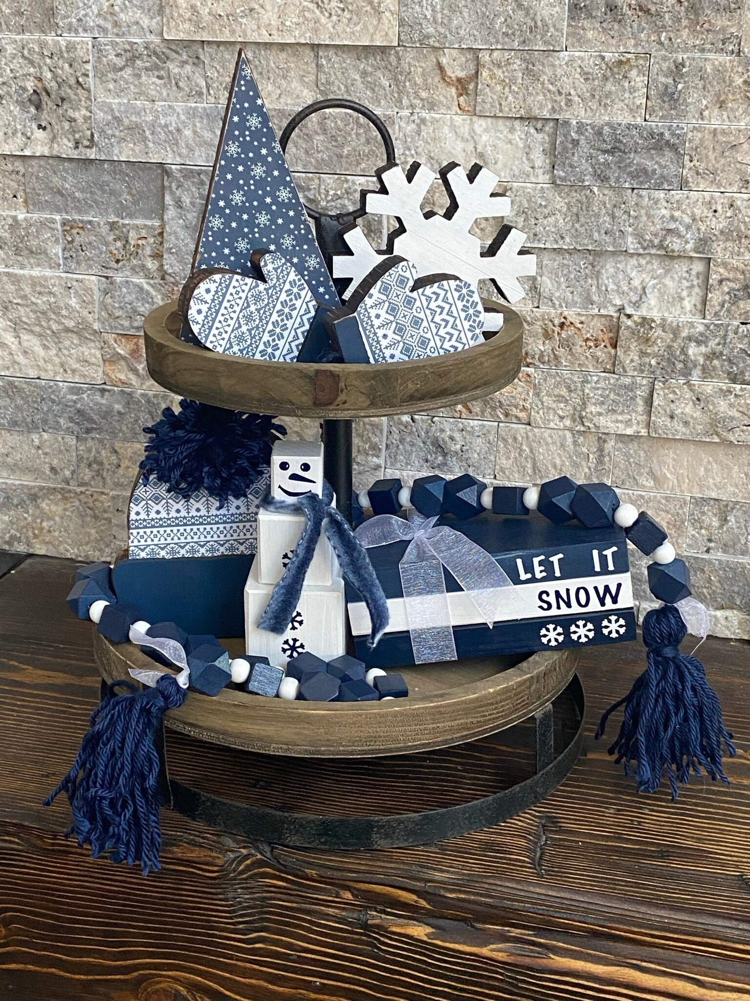 Winter Tiered Tray Bundle Decor Farmhouse Snow Snowman Rustic Etsy UK
