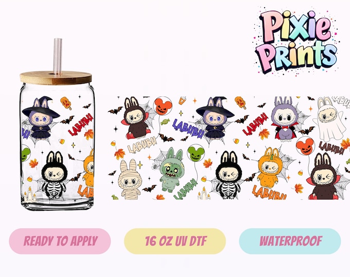 Halloween Cartoon Doll UV DTF Tumbler Wrap Same Day Cup Sticker