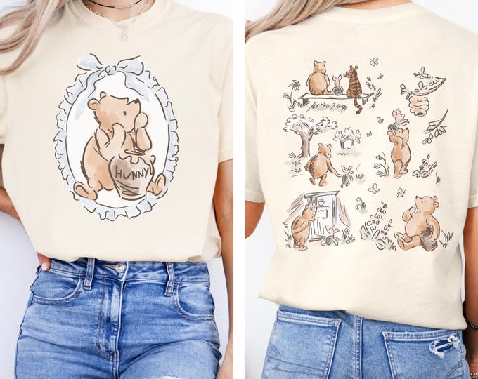 Disney Pooh Comfort Colors T-Shirt Coquette Pooh and Friends