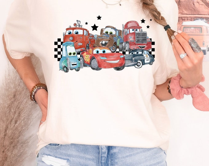 Disney Cars Vintage Comfort Color Oversized Tee Shirt
