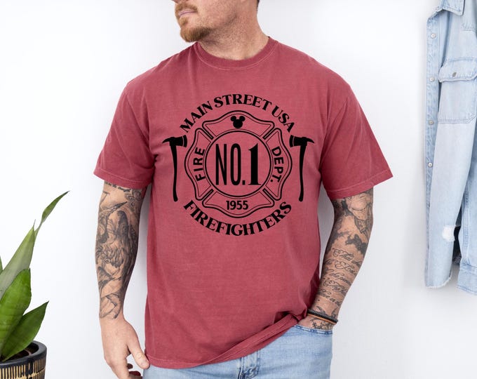 Disney Mickey Fireman Firehouse T-Shirt Comfort Colors
