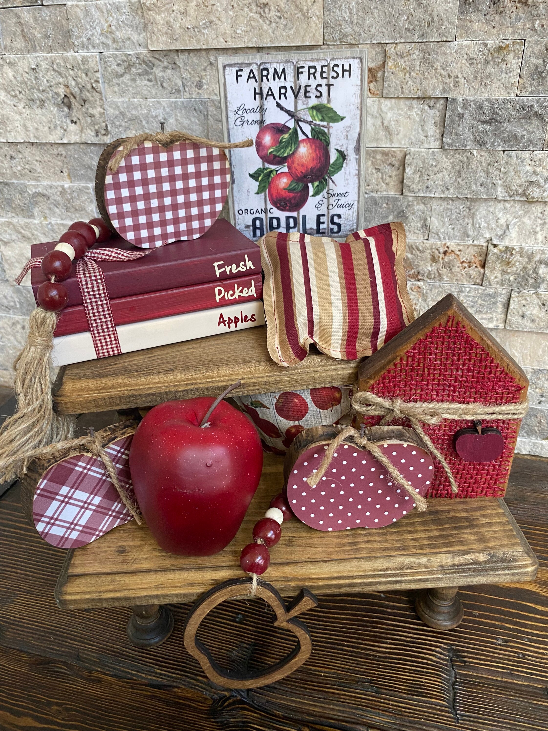 Farmhouse Apple Tiered Tray Bundle Decor Fall Autumn Rustic Etsy