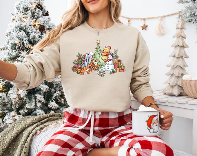 Pooh Friends Christmas Sweatshirt Comfort Colors Shirt