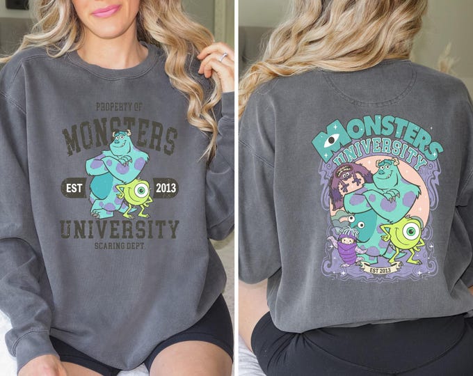 Disney Monsters Inc University Sweatshirt Comfort Colors