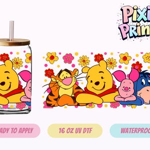Pooh and Friends UV DTF Tumbler Wrap Same Day Cup Sticker