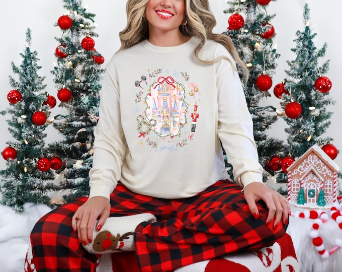 Disney Christmas Castle Coquette Comfort Color Shirt