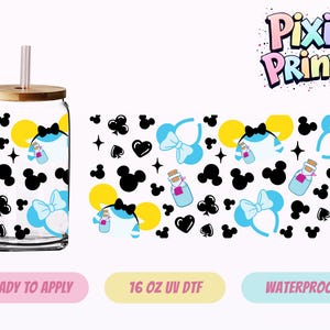 Disney Mickey Alice UV DTF Tumbler Wrap Same Day Cup Sticker