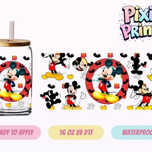 Disney Mickey UV DTF Tumbler Wrap Same Day Cup Sticker