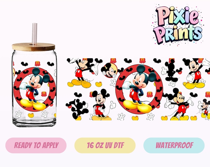 Disney Mickey UV DTF Tumbler Wrap Same Day Cup Sticker