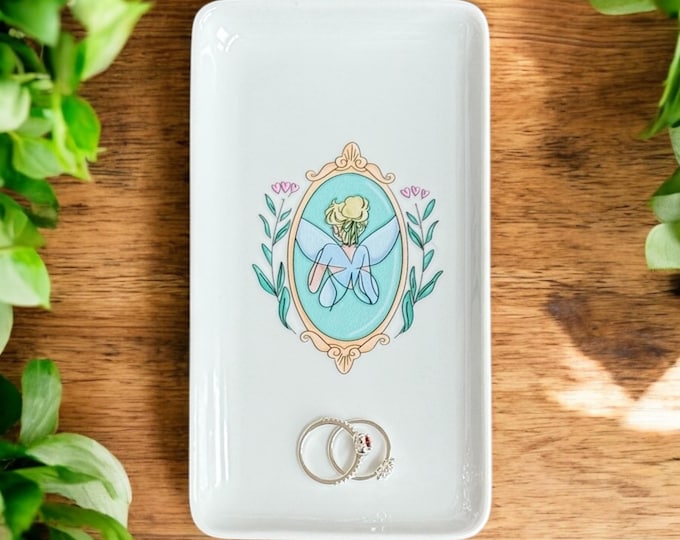 Disney Tinkerbell Ceramic Jewelry Dish Trinket Tray