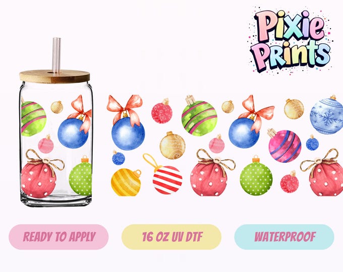 Christmas UV DTF Tumbler Wrap Same Day Cup Sticker