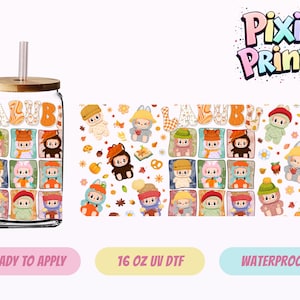 Cartoon pop herfst UV-DTF beker sticker wrap Same Day Cup