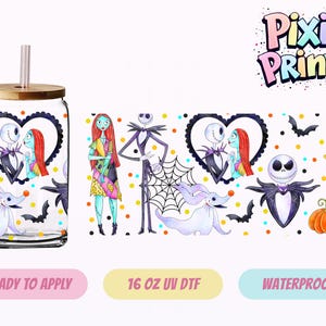 Disney Nightmare Inspired UV DTF Tumbler Wrap Same Day Cup Sticker