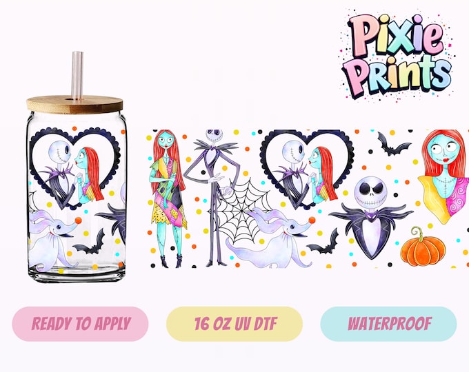 Disney Nightmare Inspired UV DTF Tumbler Wrap Same Day Cup Sticker