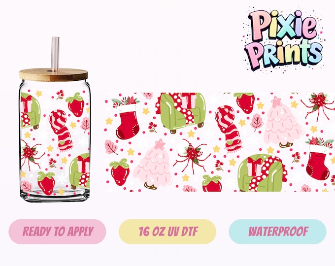 Whimsical Christmas UV DTF Tumbler Wrap Same Day Cup Sticker