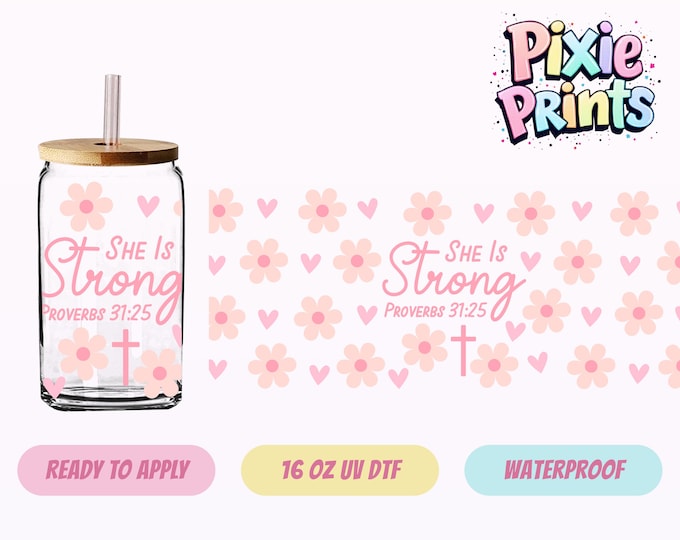 Proverbs 31 Christian UV DTF Tumbler Wrap Same Day Cup Sticker