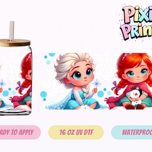 Disney Frozen Anna Elsa UV DTF Tumbler Wrap Same Day Cup Sticker