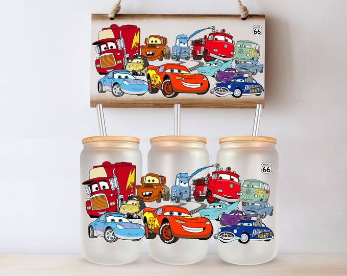 Disney Cars Mater Lightening UV DTF Tumbler Wrap Same Day Print Cup Decal