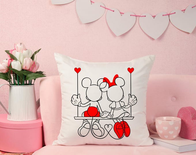 Disney Valentines Mickey Minnie Pillow Cover