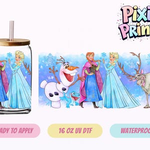 Disney Frozen UV DTF Tumbler Wrap Elsa Olaf Same Day Cup Sticker