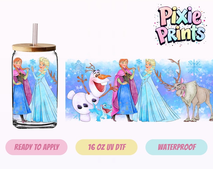 Disney Frozen UV DTF Tumbler Wrap Elsa Olaf Same Day Cup Sticker