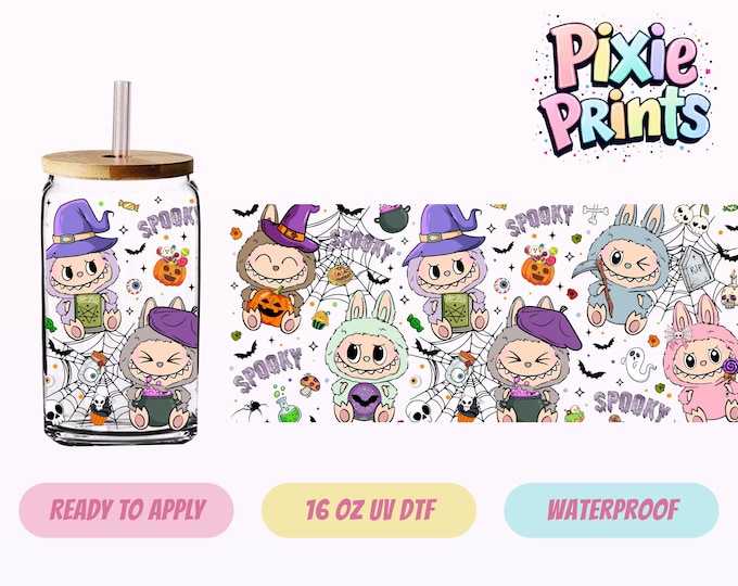 Halloween Cartoon Doll UV DTF Tumbler Wrap Same Day Cup Sticker