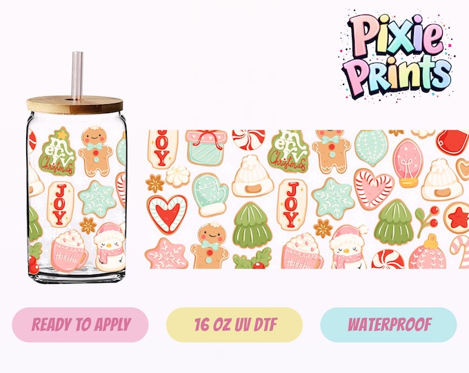 Whimsical Christmas UV DTF Tumbler Wrap Same Day Cup Sticker