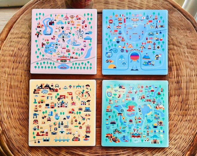 Disney Four Parks Ceramic Coasters Set of 4