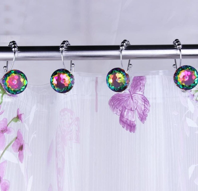 Set of 12 Shower Curtain Hooks Rings Rustresistant Metal Etsy